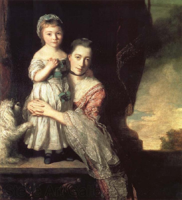 REYNOLDS, Sir Joshua Georgiana,Countess spencer,and Her daughter Georgiana,Later duchess of Devonshire France oil painting art